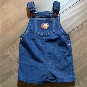 Vintage 1981 Jim Henson Animal Embroidered Short Overalls SZ 18-24 Months
